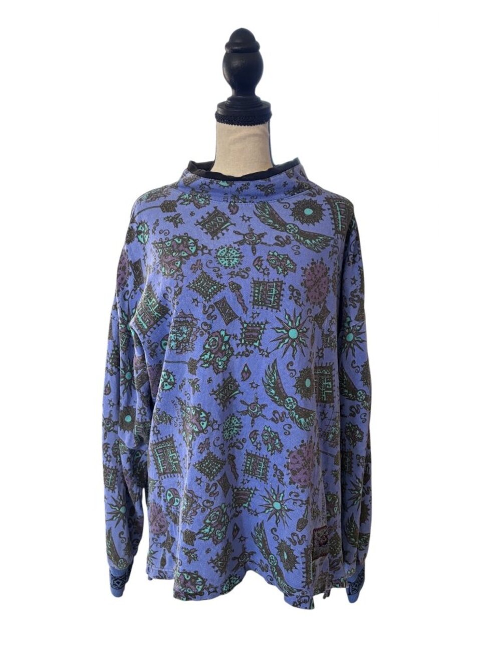90s Gorpcore ROJO Outerwear Australia Sweatshirt Hand Painted Geometric Print XL